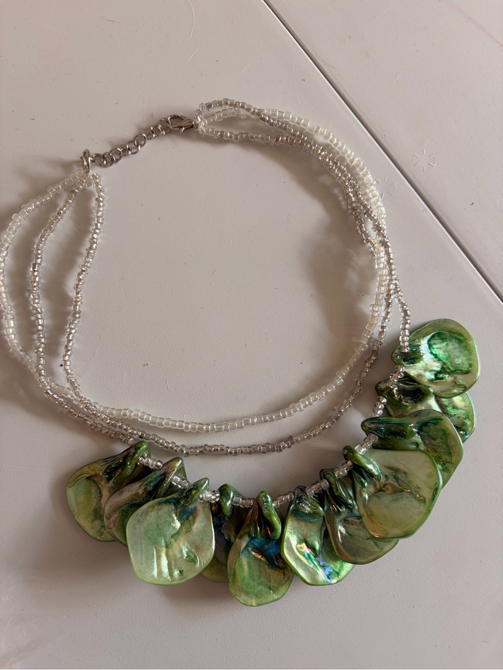 Green Shell Petal Statement Necklace - Women Jewelry